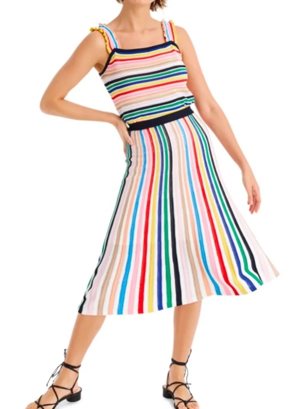 J.Crew Rainbow Stripe Pull-On Flare Skirt - EUC